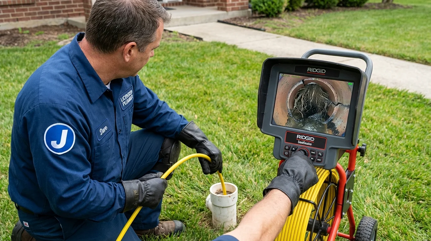 Sewer camera inspection being performed by Johns Plumbing LLC in Delphos